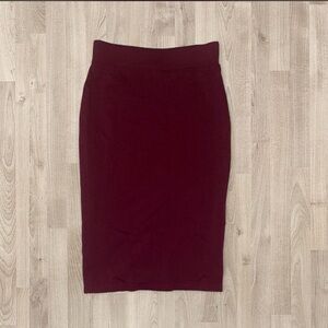 Burgundy Midi Pencil Skirt